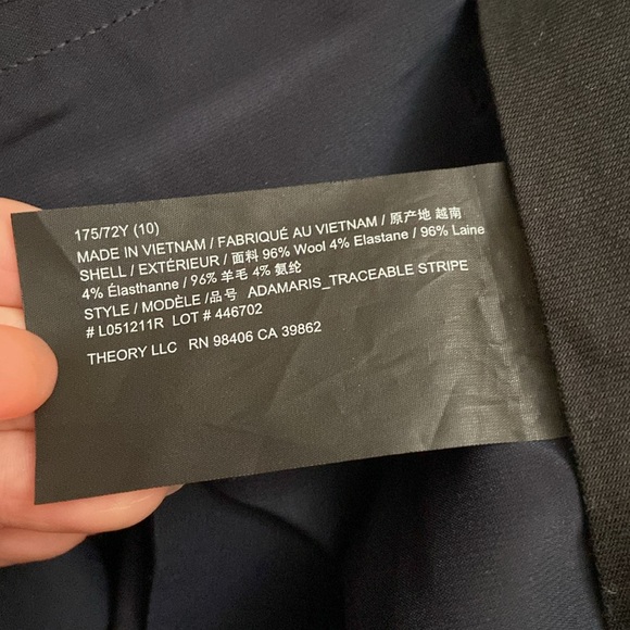 NWT Theory Navy Multi Traceable Stripe Pants in Size 10 L051211R - Picture 10 of 10